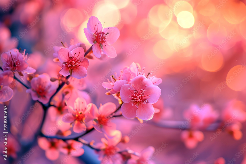 Beautiful cherry blossom. Flowers with delicate pink petals