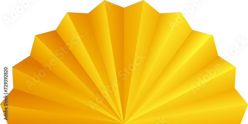 Golden oriental Chinese new year decoration hand fan art, digital graphic