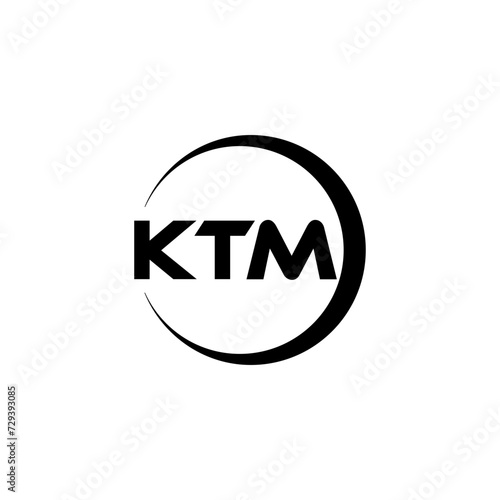 KTM letter logo design with white background in illustrator, cube logo, vector logo, modern alphabet font overlap style. calligraphy designs for logo, Poster, Invitation, etc.