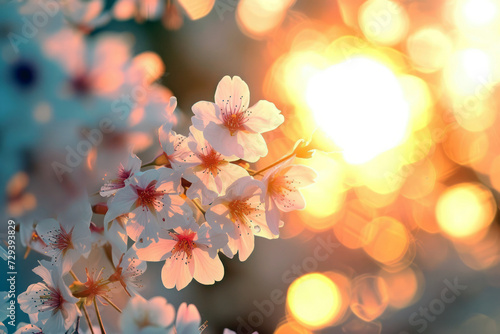 Cherry blossoms in full bloom with delicate petals and bright pink and white colours © BraveSpirit