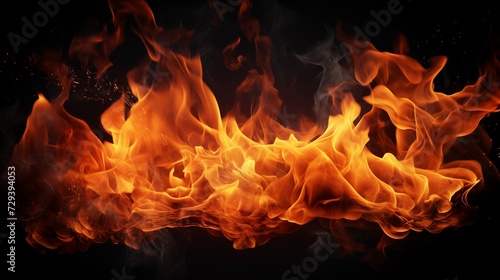 Inferno Unleashed: Vivid Flames and Smoke on a Stark Black Background © MrOreo