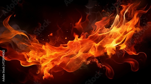 Inferno Unleashed  Vivid Flames and Smoke on a Stark Black Background