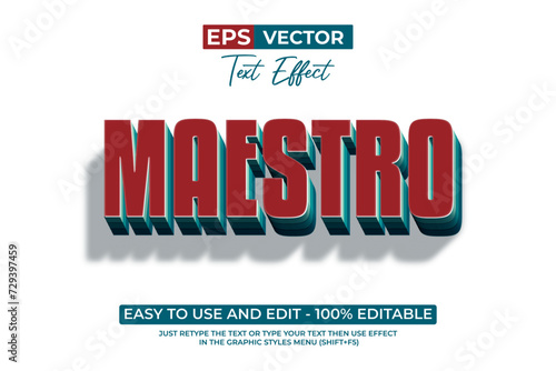 Maestro Editable Text Effect 3D Layered Color Retro Style.