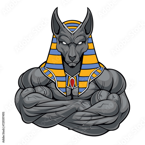 strong anubis mascot vector art illustration muscle anubis design