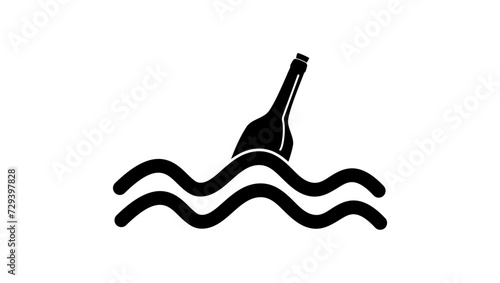 message in the bottle, black isolated silhouette