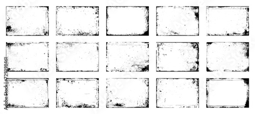 Set of frame different distressed black texture. Distress overlay vector textures. Set of dotted abstract frame. Distressed overlay texture. 