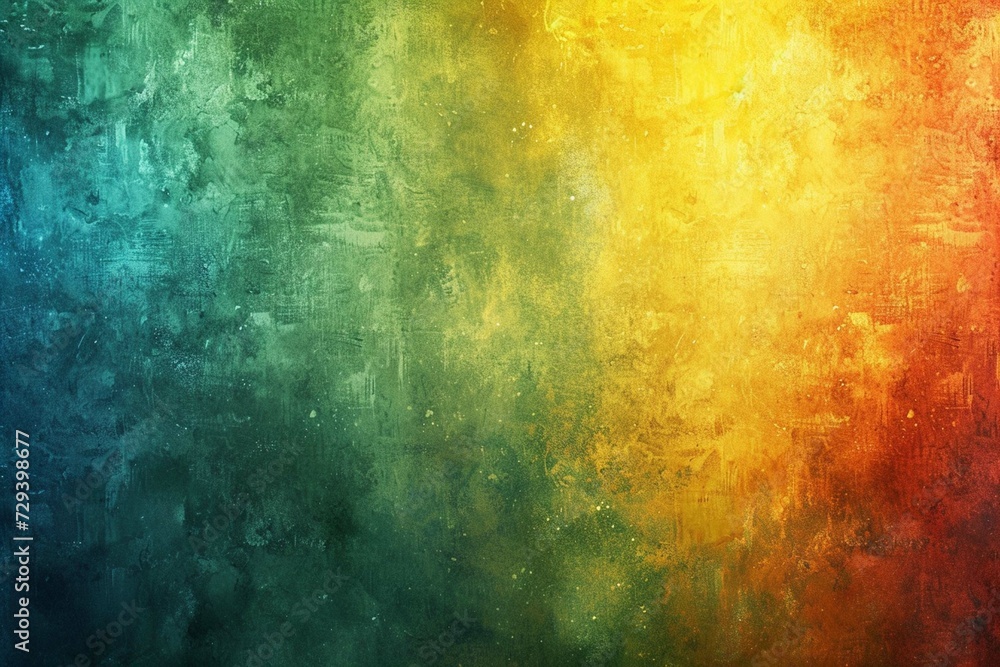 Abstract rainbow green yellow orange red blue , a unique blend color vibes and glitch empty space digital grainy noise grungy texture color gradient rough abstract background , shine bright light 
