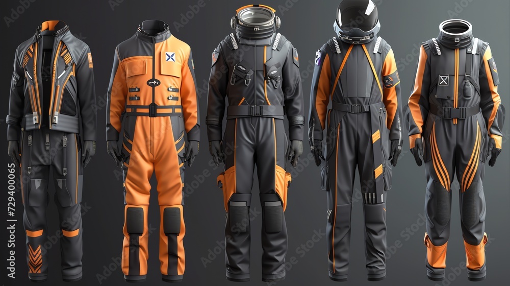 Naklejka premium Set of Space Suit in Game Style