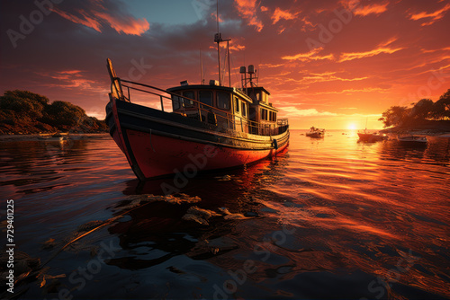 Fishing boat in the evening sun