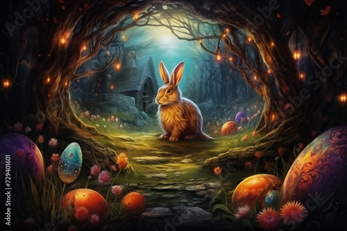 Easter background, Illustrations in the style of fantasy mythology