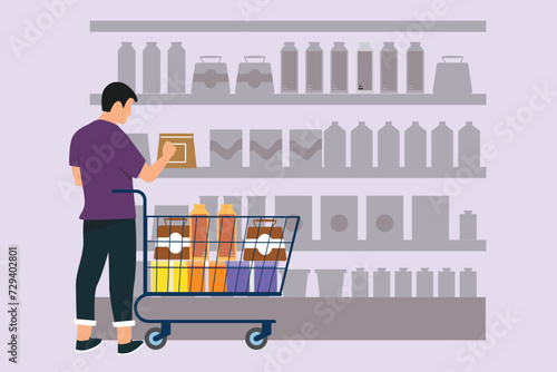 Happy people shopping at mall. Shopping concept. Colored flat vector illustration isolated.	