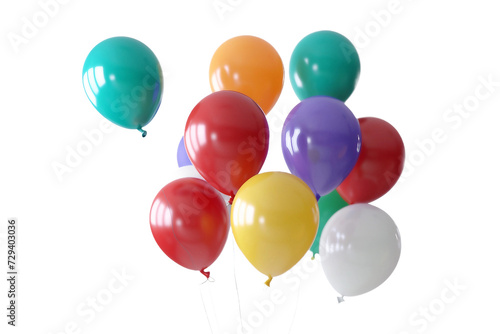 Colorful Floating Balloons Isolated on Transparent Background