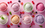 Six Different Types of Ice Cream in Bowls