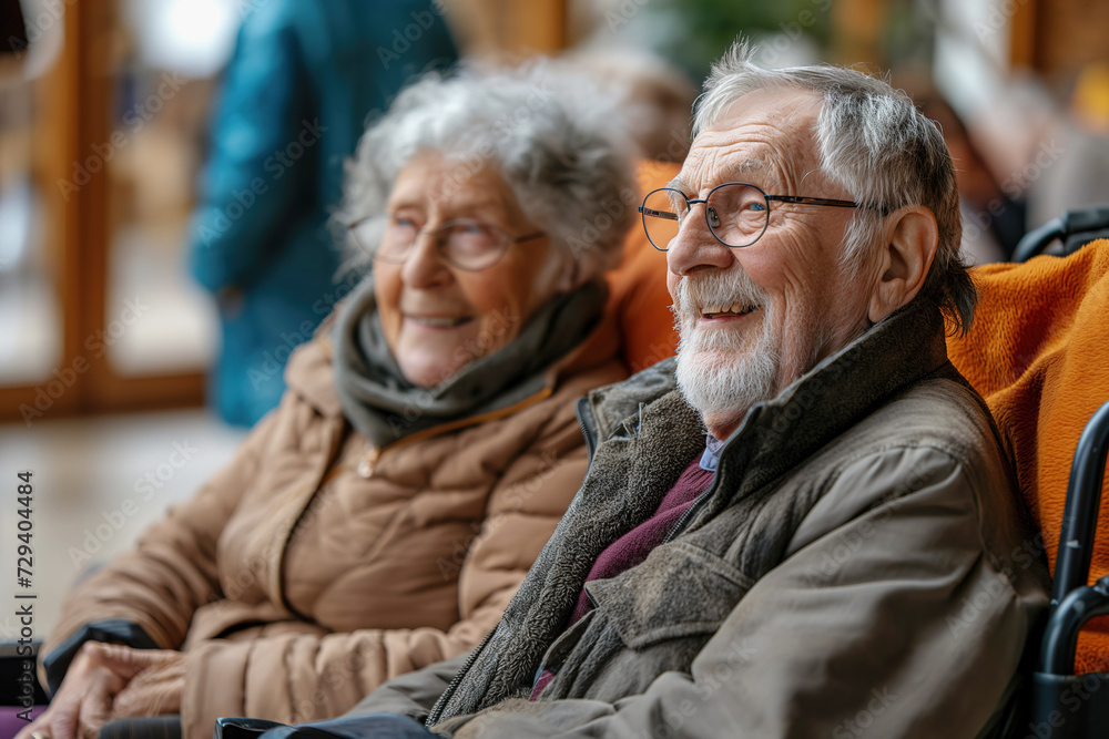 two older individuals sitting side by side in an outdoor setting. two older individuals sitting side by side in an outdoor setting.
