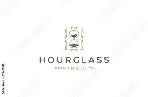 Hourglass line logo design template