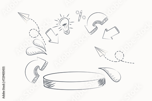 on the podium hand drawn doodle disple	