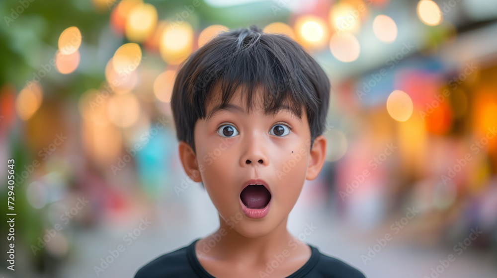 Portrait surprise face, Portrait of an amazed boy with an open mouth and round big eyes, astonished expression, Looking camera. blur bokeh background. Portrait surprise face, Portrait of an amazed boy with an open mouth and round big eyes, astonished expression, Looking camera. blur bokeh background.