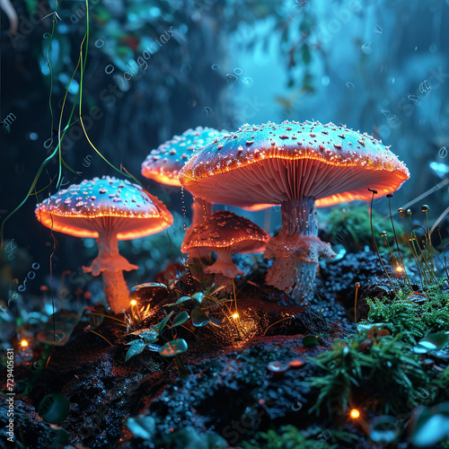 Colorful magical mushroom 