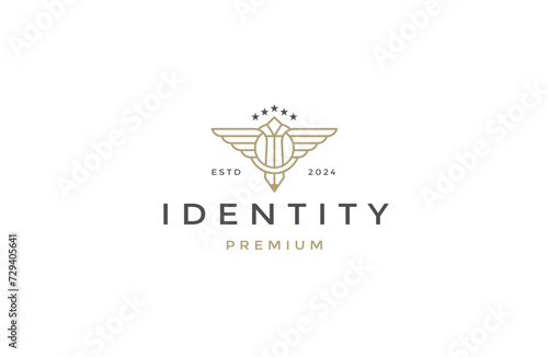 Wings and pen tip logo icon design template