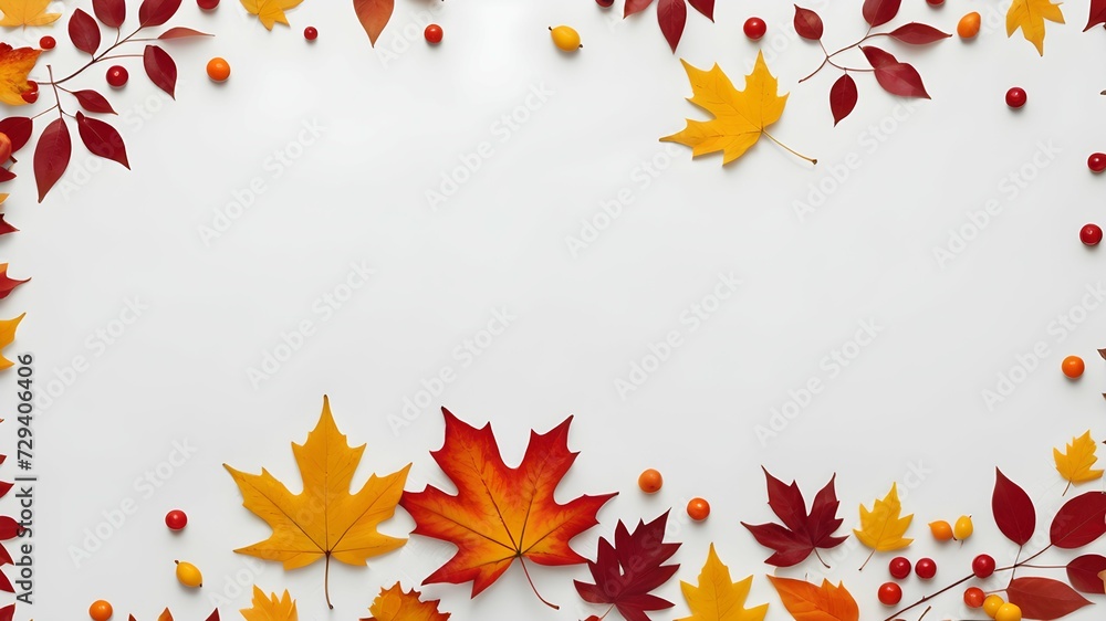 Fall Foliage Frame: Vibrant Reds, Oranges, and Yellows. Autumn, leaves. Place for text. Fall Foliage Frame: Vibrant Reds, Oranges, and Yellows. Autumn, leaves. Place for text.