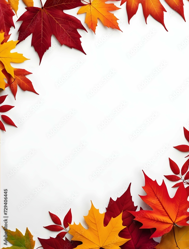 Colorful Autumn Leaves on a White Background. Colorful Autumn Leaves on a White Background.