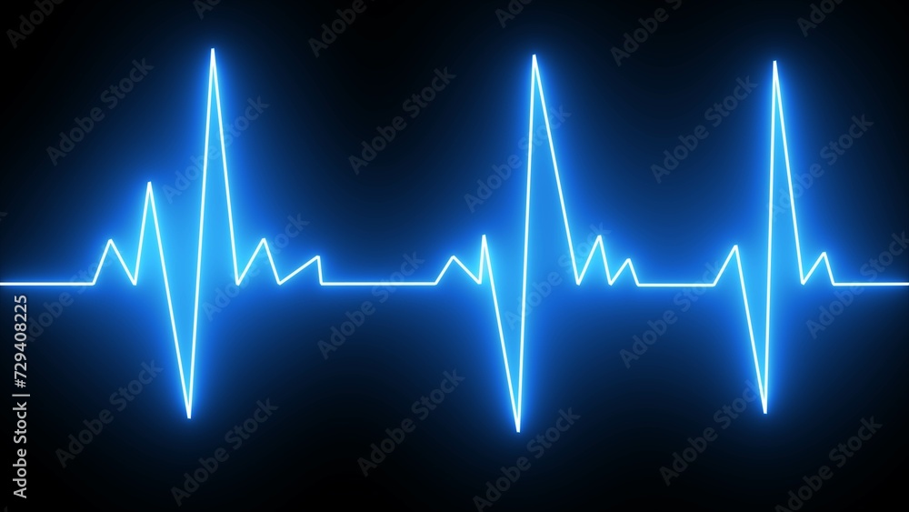 Background heartbeat line neon light heart rate display screen medical research,