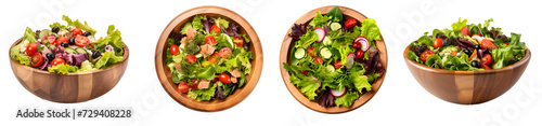 healthy salad bowl isolated on a transparent PNG background, white background , Generative Ai photo