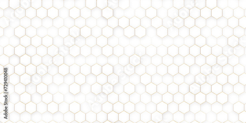 Vector of abstract white mosaic hexagon background. simple geometric background with hexagonal cell texture, honeycomb grid seamless pattern, vector illustration