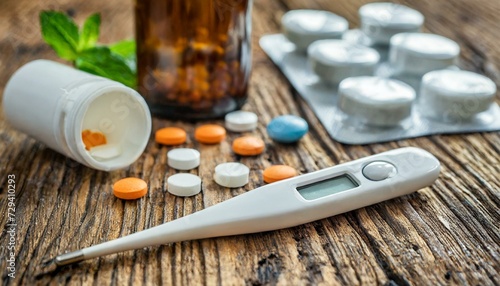 pills and thermometer