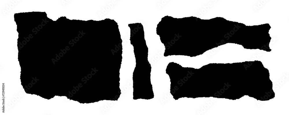 Black rectangle frames with jagged edges. Torn paper pieces set. Ripped shape silhouette collection. Textured grunge element bundle for collage, text box, banner, and sticker. Vector illustration Black rectangle frames with jagged edges. Torn paper pieces set. Ripped shape silhouette collection. Textured grunge element bundle for collage, text box, banner, and sticker. Vector illustration