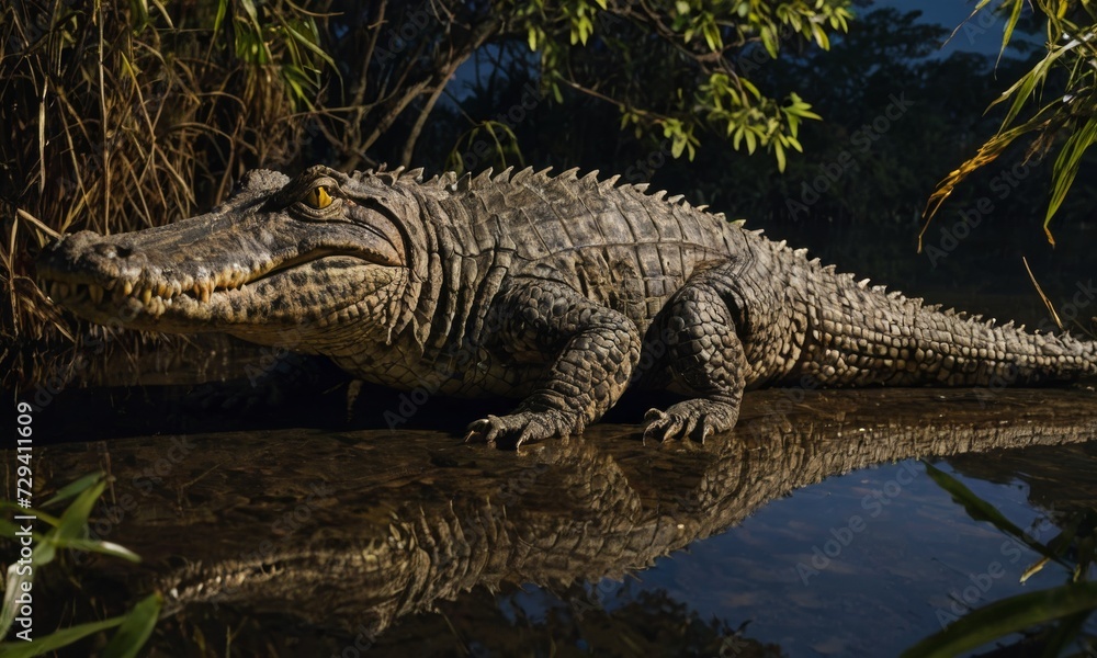 Camouflaged Predator: African Crocodile's Majesty in the Wild Camouflaged Predator: African Crocodile's Majesty in the Wild