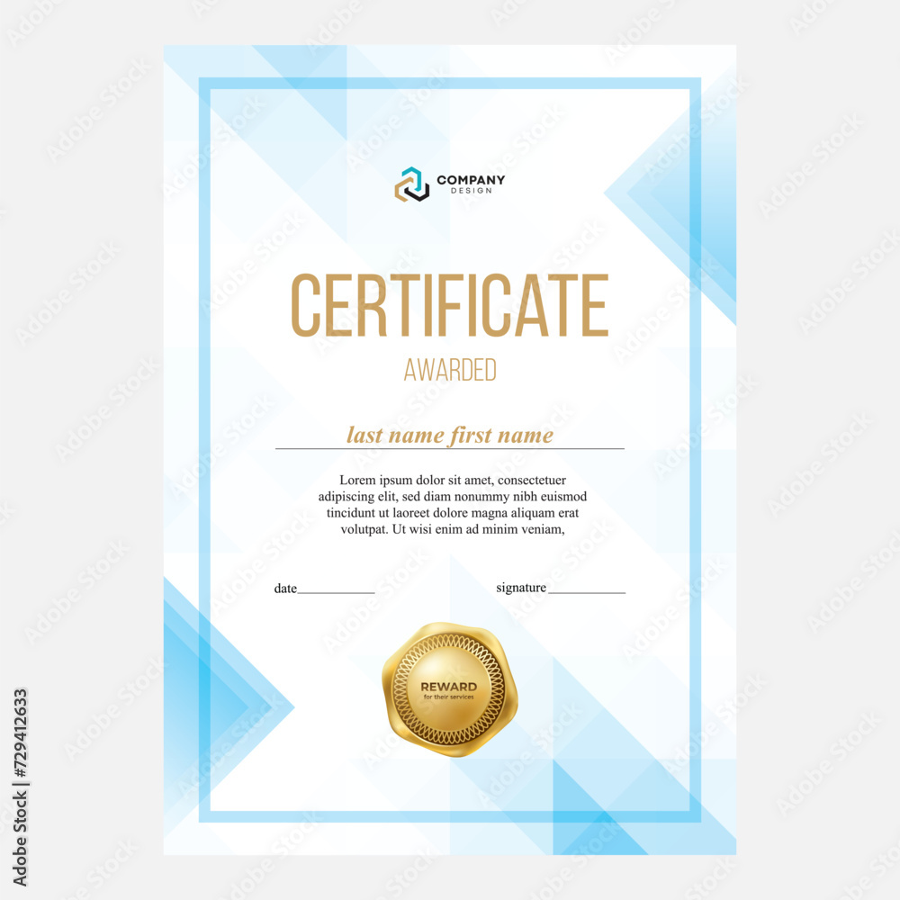 Fototapeta premium Design of the certificate, award diploma, modern geometric background, creative design, vector