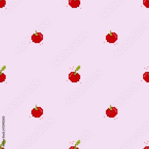 Tomato pixel art seamless pattren
