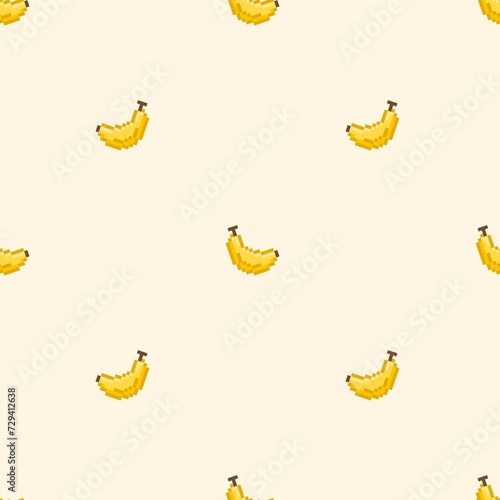 Banana pixel seamless pattern