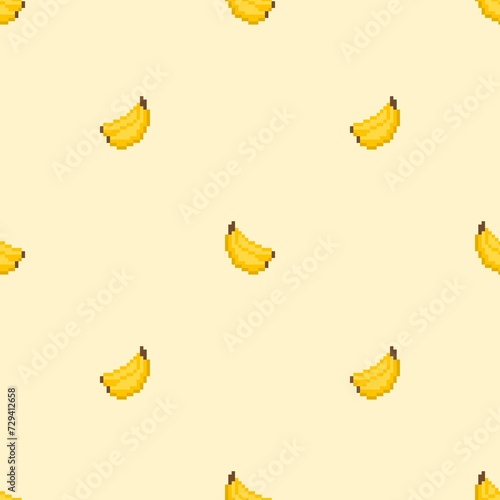 Banana pixel seamless pattern