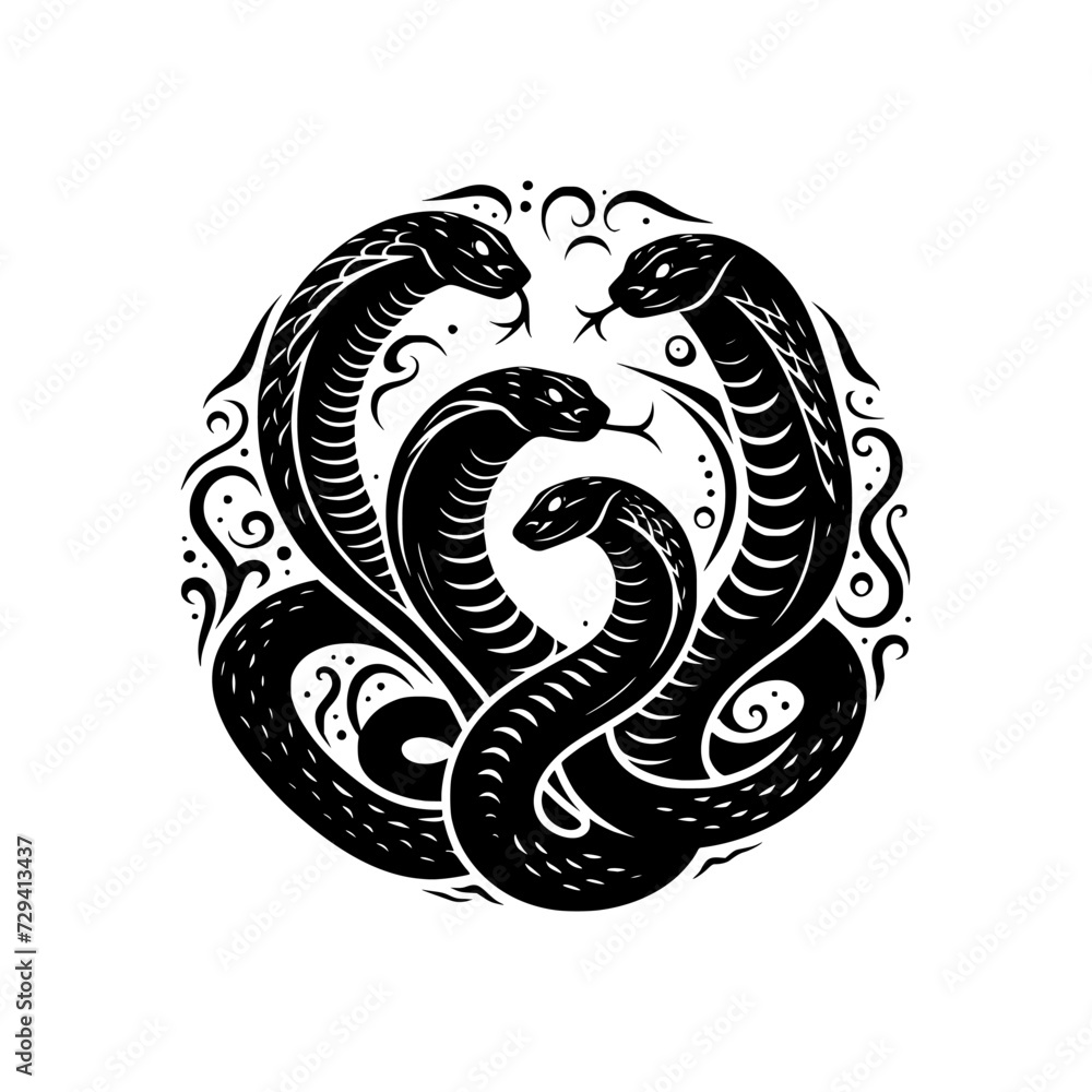 cobra snake silhouette on isolated background
