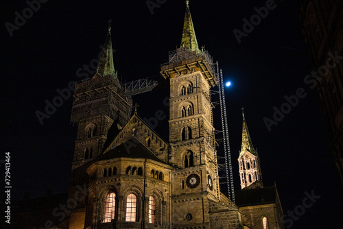 the historic bamberg dom church in germany at night