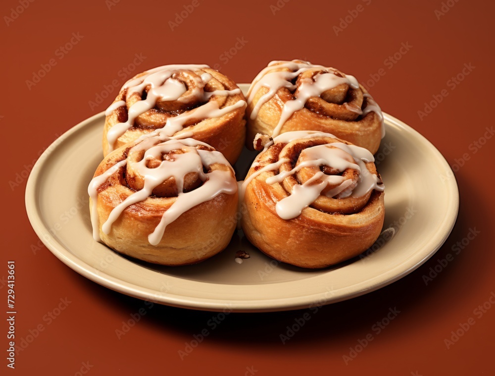 Freshly baked cinnamon rolls on rustic kitchen Freshly baked cinnamon rolls on rustic kitchen