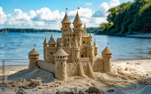 Sand Castle Resting on Sandy Beach