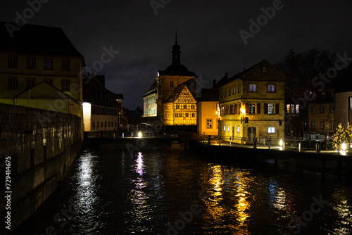 historic bamberg germany in winter at night