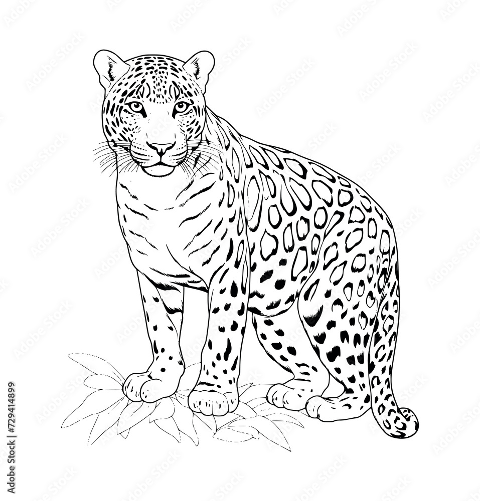 Naklejka premium Leopard illustration coloring page - coloring book for kids