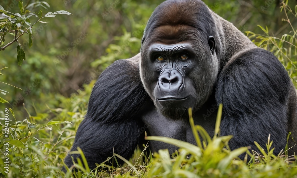 Majestic Guardian: African Silverback Ape's Essence in Untamed Savannah Majestic Guardian: African Silverback Ape's Essence in Untamed Savannah