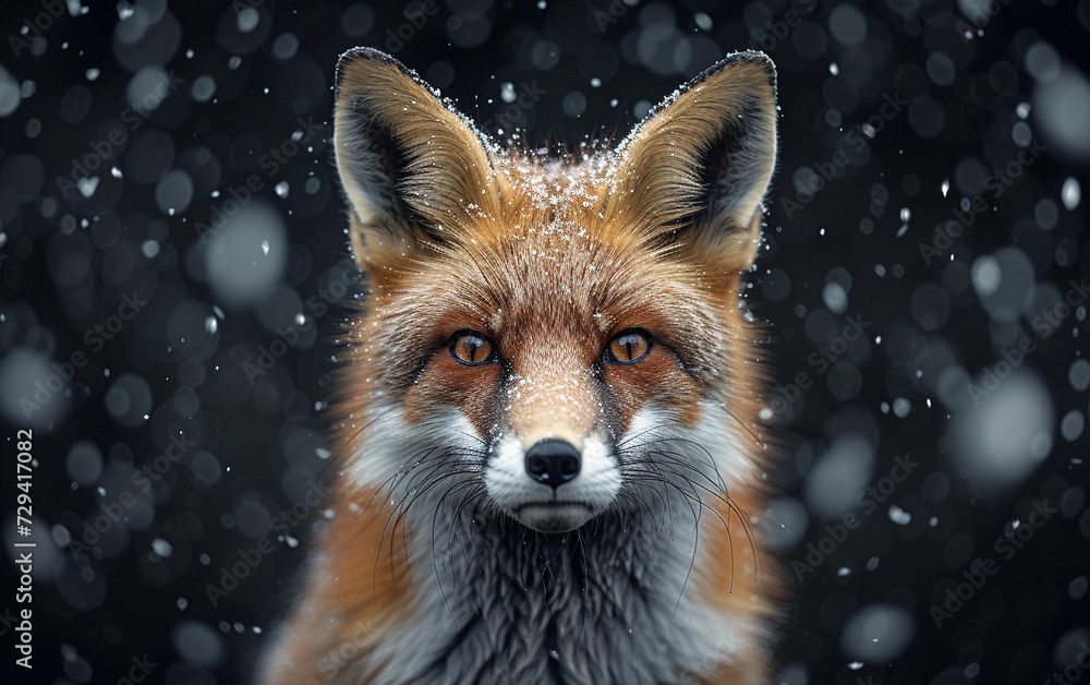 Close-Up of Fox in Snow