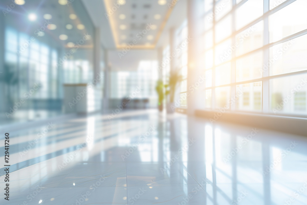 Beautiful blurred background of a day light modern office interior with panoramic windows Beautiful blurred background of a day light modern office interior with panoramic windows