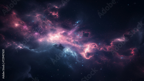 A celestial nebula brimming with stars  nebulous clouds with hues of blue and specks of white starlight scattered