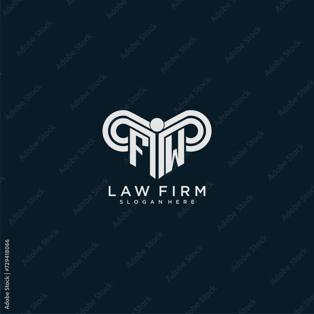 FW initial monogram logo lawfirm with pillar design Stock Vector ...