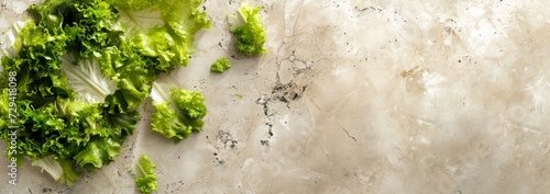 selection of healthy salad leaves on light marble background