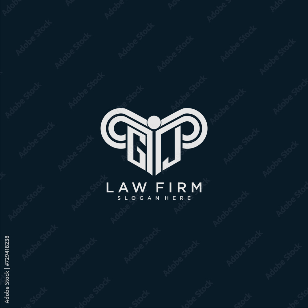 GJ initial monogram logo lawfirm with pillar design GJ initial monogram logo lawfirm with pillar design