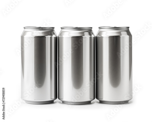 aluminum soda cans isolated on white