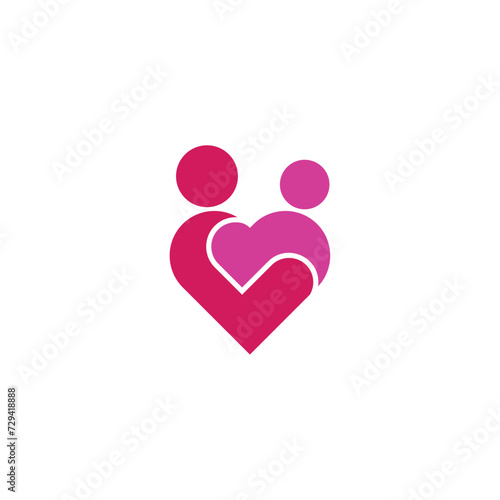 Mother Care Child Care People Family Vector Heart Logo